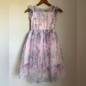 Zenzi Lavender Pink Tulle Formal Dress Girls M 7/8 Butterflies Flowers Ruffles